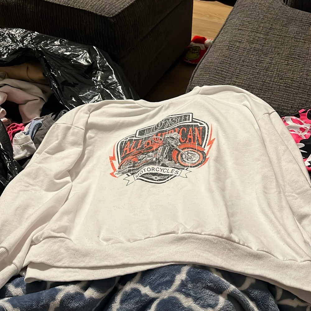 white graphic sweater